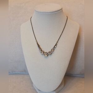 NWT Sorrelli Crystal Necklace Clear Champagne Stones - Antiqued Brass